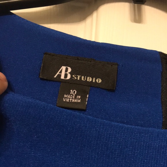 NWT AB Studio Black and Blue Long Sleeve Dress - Picture 2 of 5